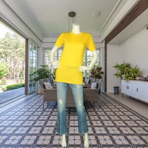 Vintage Stedman Hi-Cru Single Stitch Blank Cotton Yellow T Shirt XS